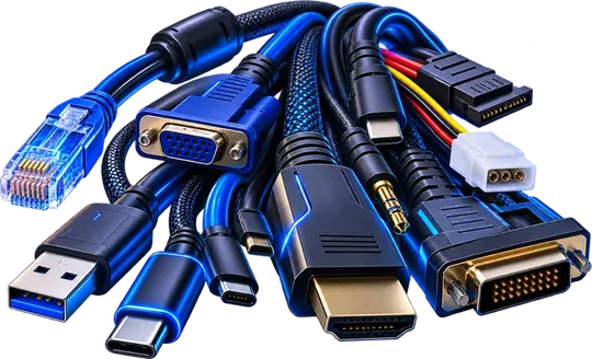 Cables y conectores HDMI, USB, red y video