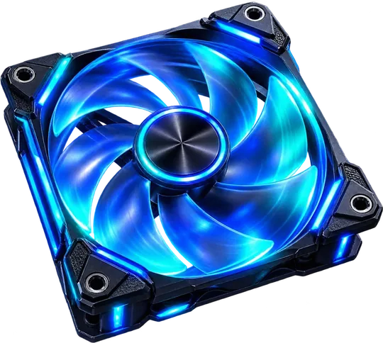 Ventilador de caja con iluminación azul